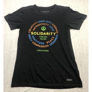 Life Is Good T Shirt Timeless Values Graphic Logo Black Size XS Short Sleeve